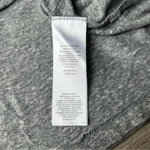 CURRENT ELLIOTT RUFFLE DRESS Off The Shoulder in HEATHER GREY - Picture 8 of 14